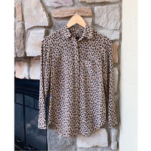 J.Crew Silk Leopard Print Blouse Size 00